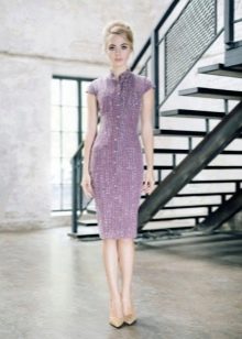 Evening sheath dress knee-length purple