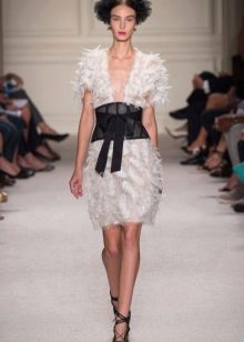 Midi fringed evening dress white