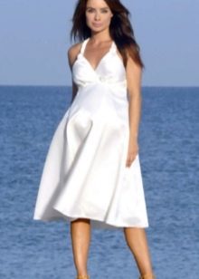 Summer white midi dress for pregnant women