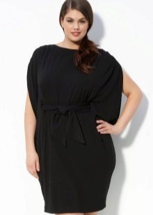 Black dress made of thick jersey for chubby