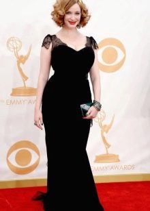 Black long velvet dress for the plump
