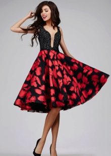 Black dress with red flowers
