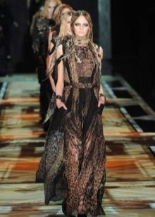 Brown and black leopard print dress