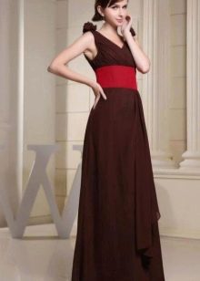 Brown dress with red belt