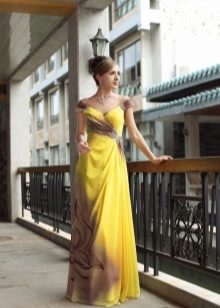 Brown and yellow dress