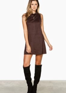Suede brown dress