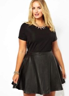 Dress with a leather skirt for overweight