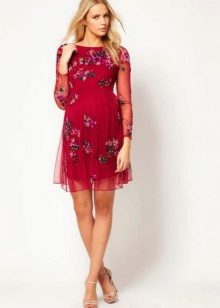 Crimson High Waist Small Patterned Maternity Dress