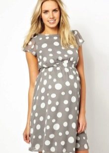 Gray polka-dot dress for pregnant women