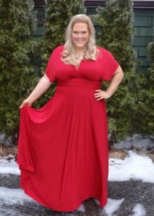 Red dress long floor-length dress for obese women