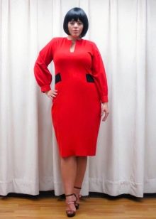 Medium length semi-bodycon dress red for obese women