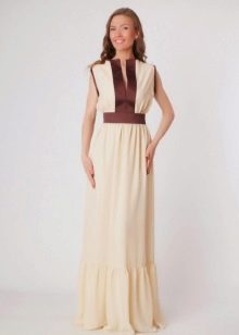 Long milk dress with bronze gussets