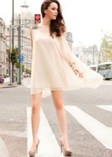Beige shoes for a short milk dress