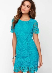 Short navy guipure dress