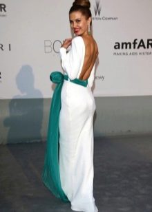 White dress with navy blue - Victoria Bonya
