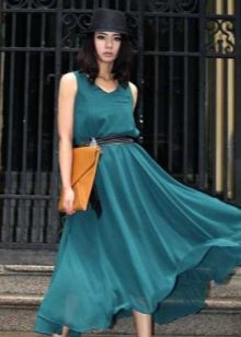 Navy blue dress with red