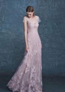 Evening dress in organza and lace