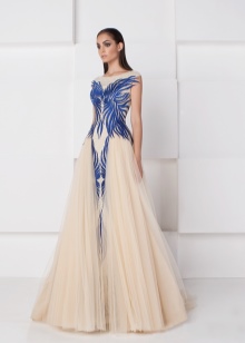 Patterned organza evening dress