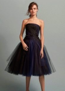 Black organza dress with blue inserts