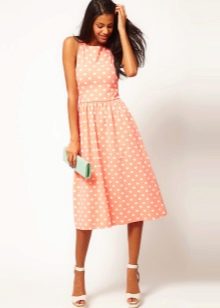 Peach polka dot dress