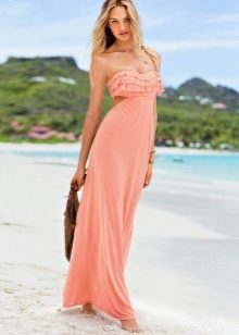 Summer peach floor-length dress