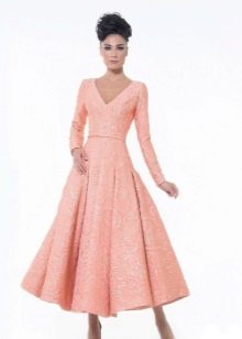 Peach midi dress