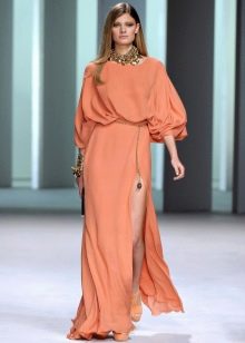 Peach dress in terracotta beige
