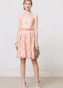 Lace soft peach dress