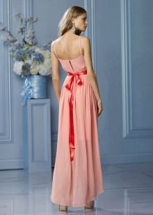 Peach dress with fuchsia bow