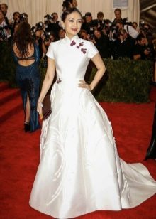 White chinese style evening dress
