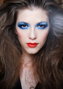 Disco makeup with blue shadows