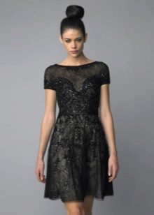 Chanel style black lace dress