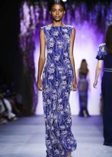 Floral sheath dress blue with white pattern