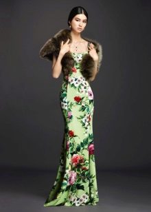 Green mermaid floral dress