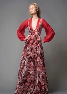 Floral dress with plunging neckline