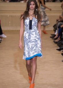 Summer floral dress with orange shoes