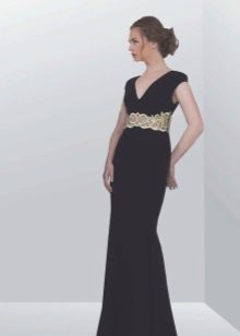 Black dress in Greek style with silver decor