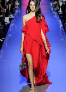 One shoulder greek red dress