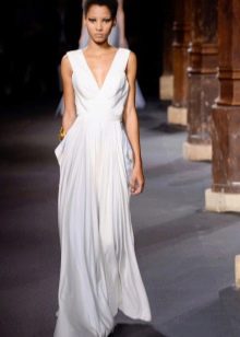 Greek wedding dress with deep neckline