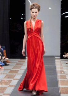 Greek style red satin dress