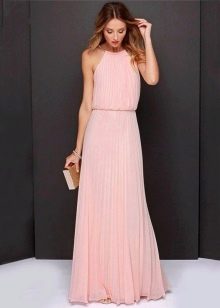 Long dress with skirt and pleated top