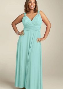 Long light turquoise dress in the Greek style for the full
