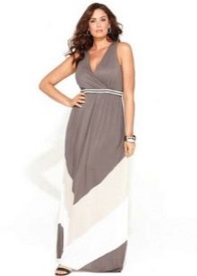Long light dress with a high waist for a full girl