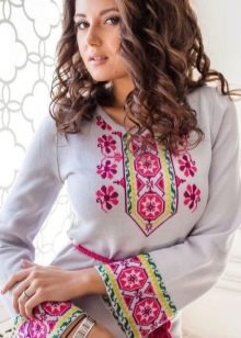 Dress in Russian style with hemstitch
