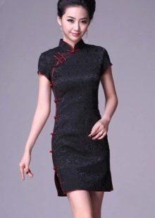 Μαύρο βραδινό φόρεμα qipao mini μήκος