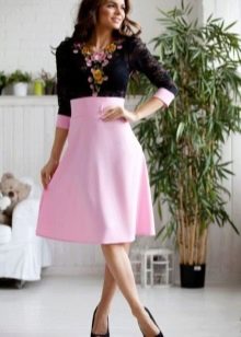 Pink dress with black top