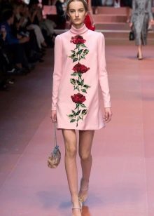 Pink dress with red flowers