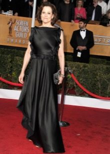 Black silk dress with ruffles