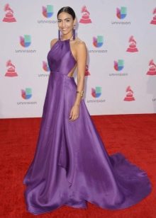 Purple A-Line Silk Dress