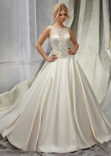 Wedding Silk Dress with Lace Top